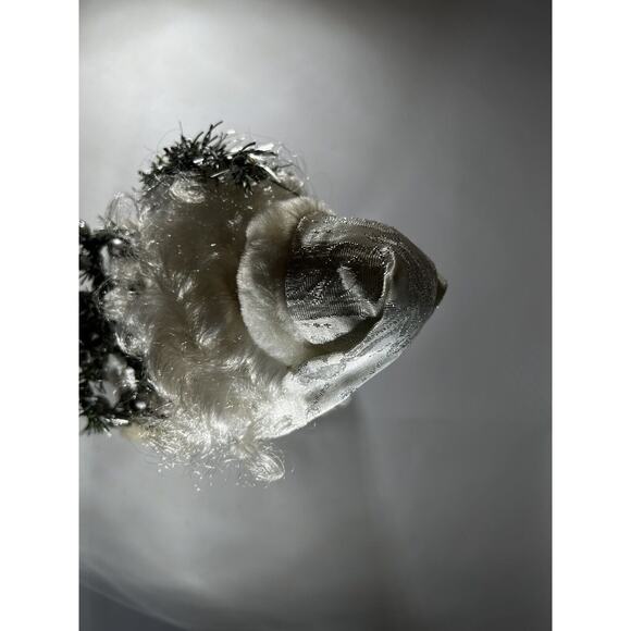 Vintage Father Christmas Tree Topper Santa Porcelain Head Hands Silver Crystal - Picture 16 of 16